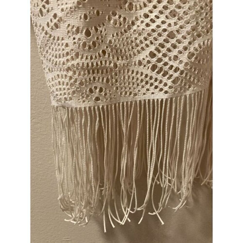 Valerie Stevens Ivory Overlay Lace Cardigan Crochet Fringe Size L Boho Cowgirl - Picture 5 of 7